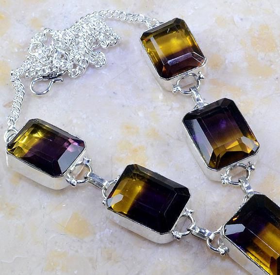 Ame 580c collier parure sautoir ametrine bolivie citrine amethyste achat vente bijou argent 925