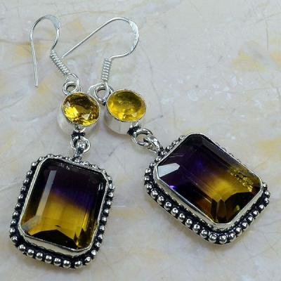 Ame 621a boucles pendants oreilles ametrine citrine achat vente bijou argent 925