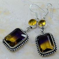 Ame 621b boucles pendants oreilles ametrine citrine achat vente bijou argent 925