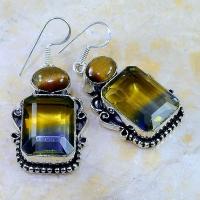 Ame 656a boucles pendants oreilles ametrine oeil tigre achat vente bijou argent 925