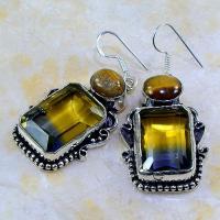 Ame 656b boucles pendants oreilles ametrine oeil tigre achat vente bijou argent 925