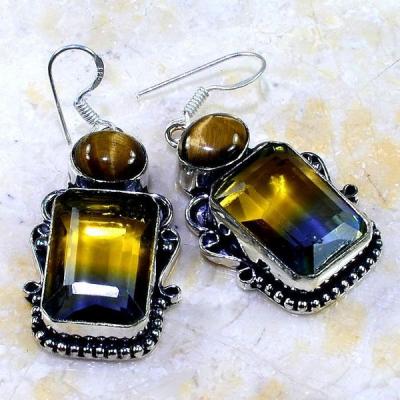 Ame 656c boucles pendants oreilles ametrine oeil tigre achat vente bijou argent 925