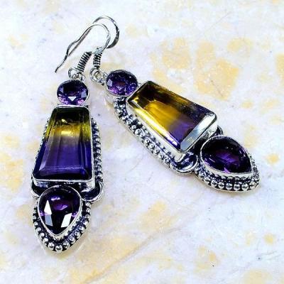 Ame 660a boucles pendants oreilles ametrine amethyste achat vente bijou argent 925