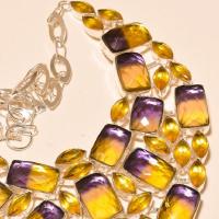 Ame 704d collier parure sautoir ametrine bolivie citrine achat vente bijou argent 925