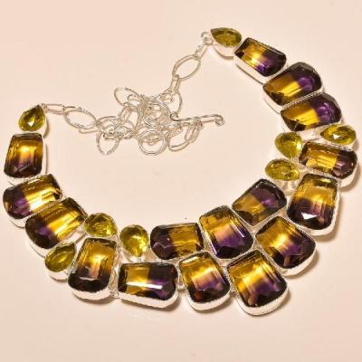 Ame 715a collier parure sautoir ametrine citrine gemme mineraux achat vente bijou argent 925