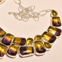 Ame 715c collier parure sautoir ametrine citrine gemme mineraux achat vente bijou argent 925