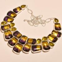 Ame 715d collier parure sautoir ametrine citrine gemme mineraux achat vente bijou argent 925