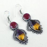 Ame 771b boucles pendants oreilles ametrine rubis achat vente bijou argent 925