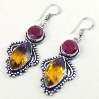 Ame 771c boucles pendants oreilles ametrine rubis achat vente bijou argent 925