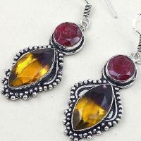 Ame 771d boucles pendants oreilles ametrine rubis achat vente bijou argent 925