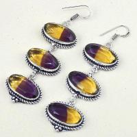 Ame 772b boucles pendants oreilles ametrine rubis achat vente bijou argent 925