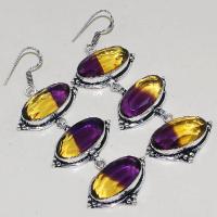 Ame 860b boucles oreilles pendant ametrine amethyste reiki achat vente mineraux