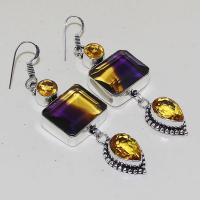 Ame 915a boucles oreilles ametrine mauve or citrine achat vente bijou argent 925 1