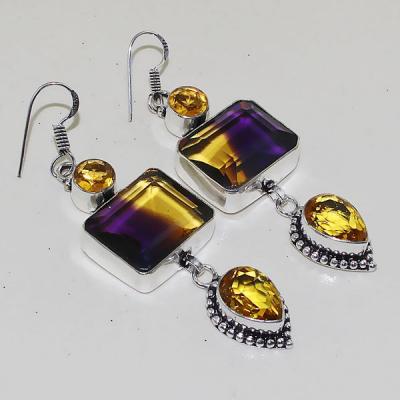 Ame 915b boucles oreilles ametrine mauve or citrine achat vente bijou argent 925