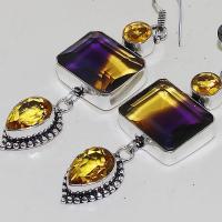 Ame 915b boucles oreilles ametrine mauve or citrine achat vente bijou argent 925