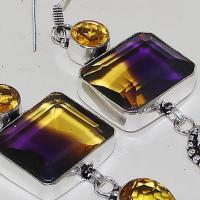 Ame 915c boucles oreilles ametrine mauve or citrine achat vente bijou argent 925