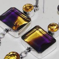 Ame 915d boucles oreilles ametrine mauve or citrine achat vente bijou argent 925