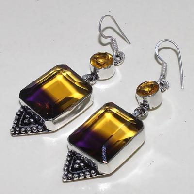 Ame 621a boucles pendants oreilles ametrine citrine achat vente bijou argent 925