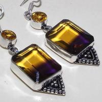 Ame 917b boucles oreilles ametrine mauve or citrine achat vente bijou argent 925