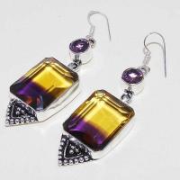 Ame 918c boucles oreilles ametrine mauve or amethyste achat vente bijou argent 926