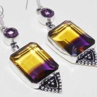 Ame 918d boucles oreilles ametrine mauve or amethyste achat vente bijou argent 926