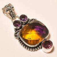 Ame 933e pendentif ametrine amethyste pierre taillee achat vente bijou argent 925