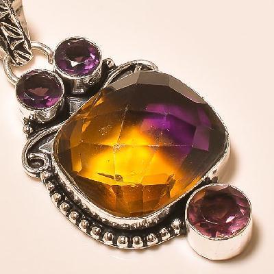 Ame 933f pendentif ametrine amethyste pierre taillee achat vente bijou argent 925