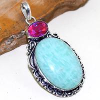 Amz 091a pendentif pendant amazonite topaze rose achat vente bijou argent 925