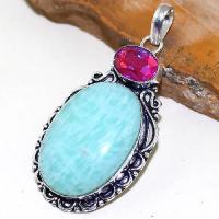 Amz 091b pendentif pendant amazonite topaze rose achat vente bijou argent 925