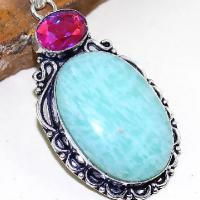 Amz 091c pendentif pendant amazonite topaze rose achat vente bijou argent 925