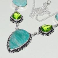 Amz 124b collier parure sautoir amazonite peridot achat bijou argent 925