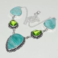 Amz 124d collier parure sautoir amazonite peridot achat bijou argent 925