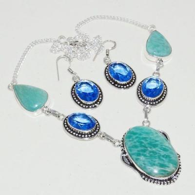 Amz 125a collier boucles oreilles amazonite topaze achat bijou argent 925