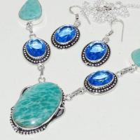 Amz 125b collier boucles oreilles amazonite topaze achat bijou argent 925