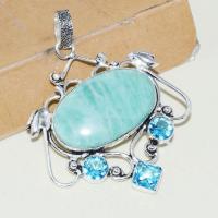 Amz 133a pendentif pendant amazonite aigue marine 21gr achat bijou argent 925