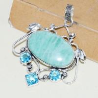 Amz 133b pendentif pendant amazonite aigue marine 21gr achat bijou argent 925