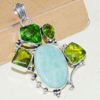 Amz 138a pendentif pendant baroque amazonite peridot 26gr achat bijou argent 925