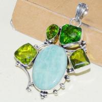 Amz 138b pendentif pendant baroque amazonite peridot 26gr achat bijou argent 925