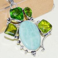 Amz 138c pendentif pendant baroque amazonite peridot 26gr achat bijou argent 925