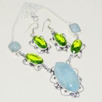 Amz 141a collier boucles oreilles baroque amazonite peridot 43gr achat bijou argent 925
