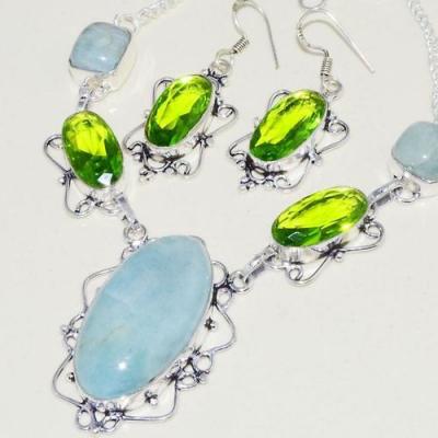 Amz 141b collier boucles oreilles baroque amazonite peridot 43gr achat bijou argent 925