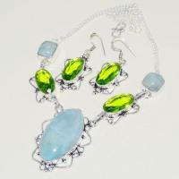 Amz 141d collier boucles oreilles baroque amazonite peridot 43gr achat bijou argent 925