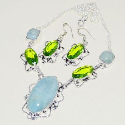 Amz 141b collier boucles oreilles baroque amazonite peridot 43gr achat bijou argent 925