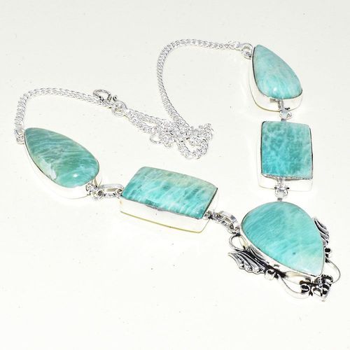 Amz 142a collier parure sautoir baroque amazonite 44gr achat bijou argent 925