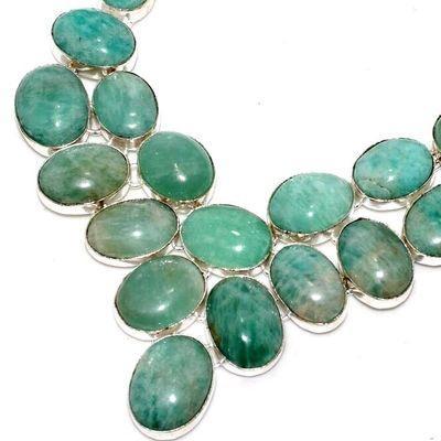 Amz 167b collier parure 18xamazonite 15x20mm 65gr achat vente bijou argent 925