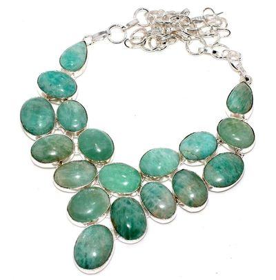 Amz 167d collier parure 18xamazonite 15x20mm 65gr achat vente bijou argent 925