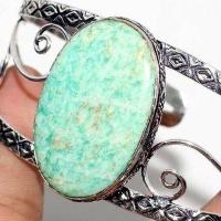 Amz 205c bracelet torque amazonite reglable 25x40mm 30gr bijou ethnique argent 925