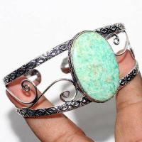 Amz 205d bracelet torque amazonite reglable 25x40mm 30gr bijou ethnique argent 925