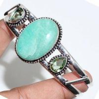 Amz 212a bracelet torque amazonite aigue marine 30x20mm 29gr bijou argent 925