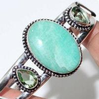 Amz 212b bracelet torque amazonite aigue marine 30x20mm 29gr bijou argent 925